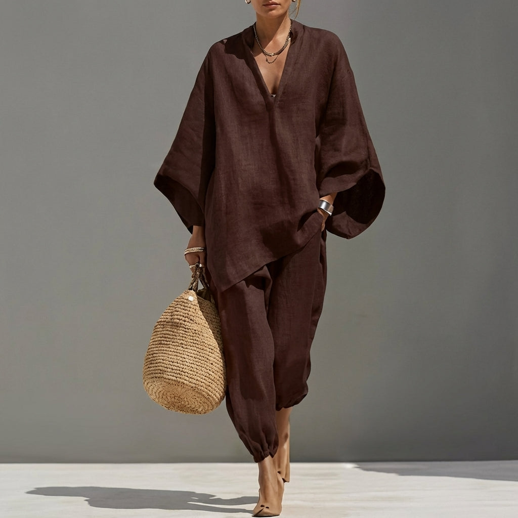 Marina — Casual V-Neck Two-Piece Set