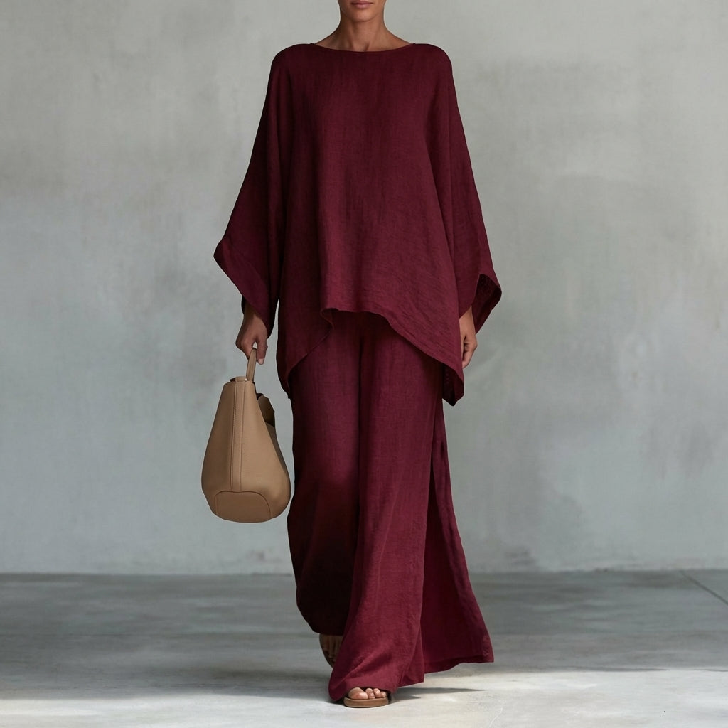 Cristina — Two-Piece Set with Long Sleeves & Wide-Leg Trousers