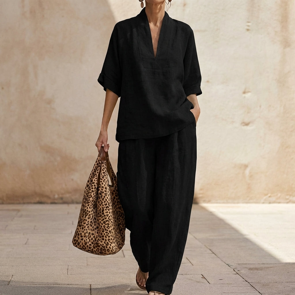 Dolores — Women's Two-Piece Linen Set