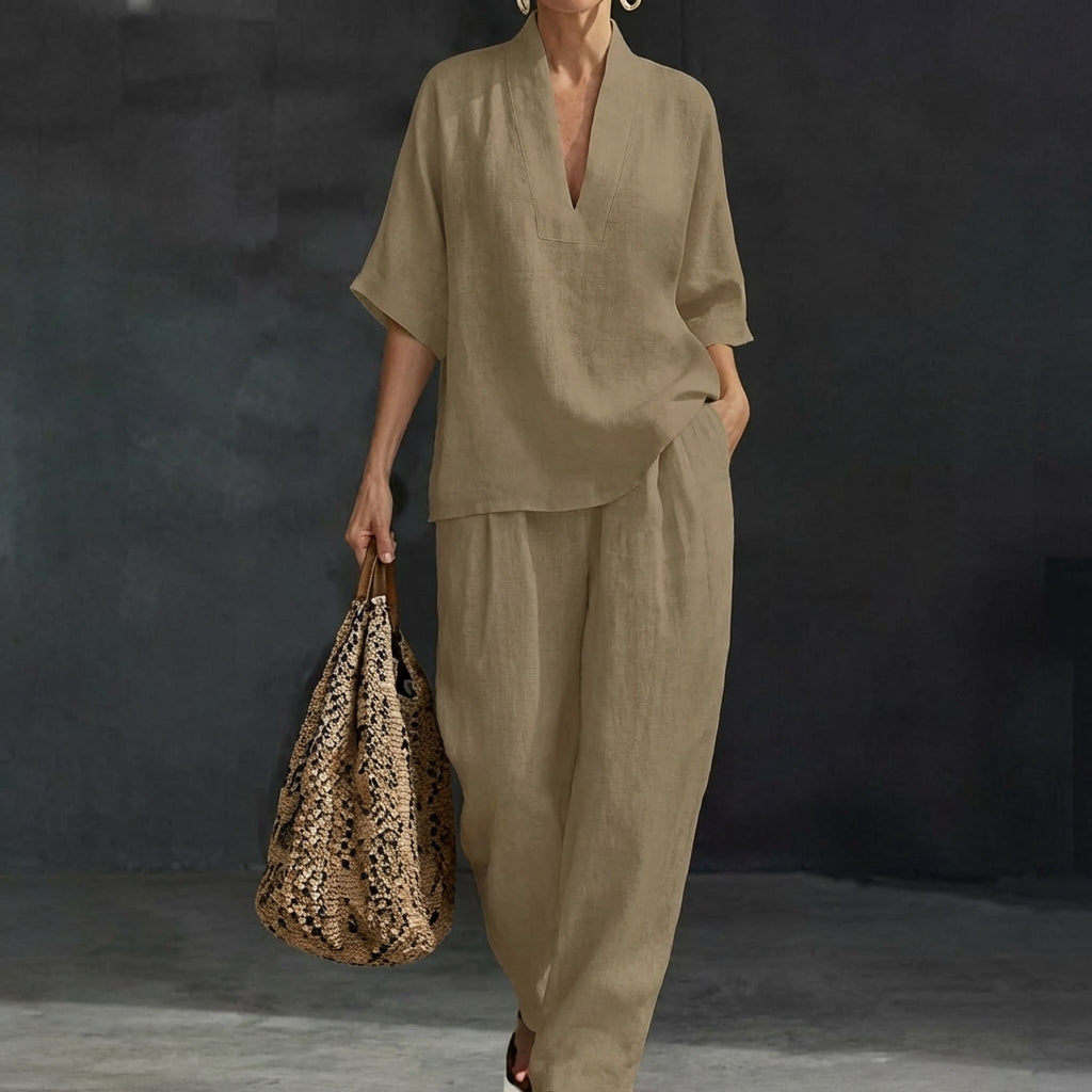 Dolores — Women's Two-Piece Linen Set