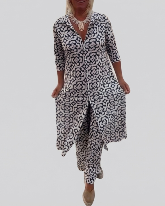 Sara — Button-Front Two-Piece Set