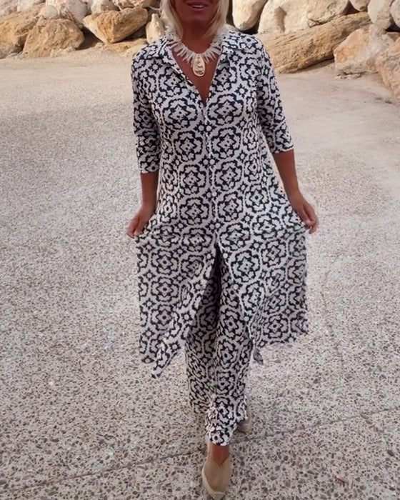Sara — Button-Front Two-Piece Set