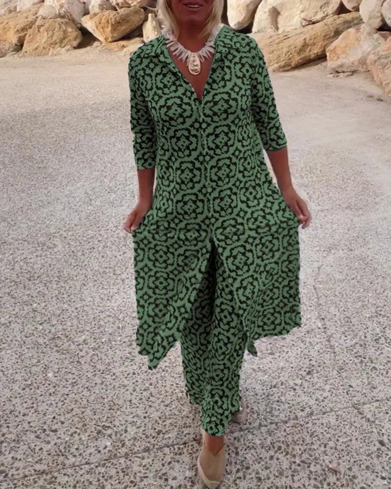 Sara — Button-Front Two-Piece Set