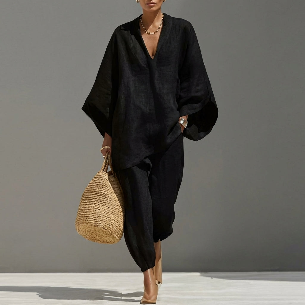 Marina — Casual V-Neck Two-Piece Set