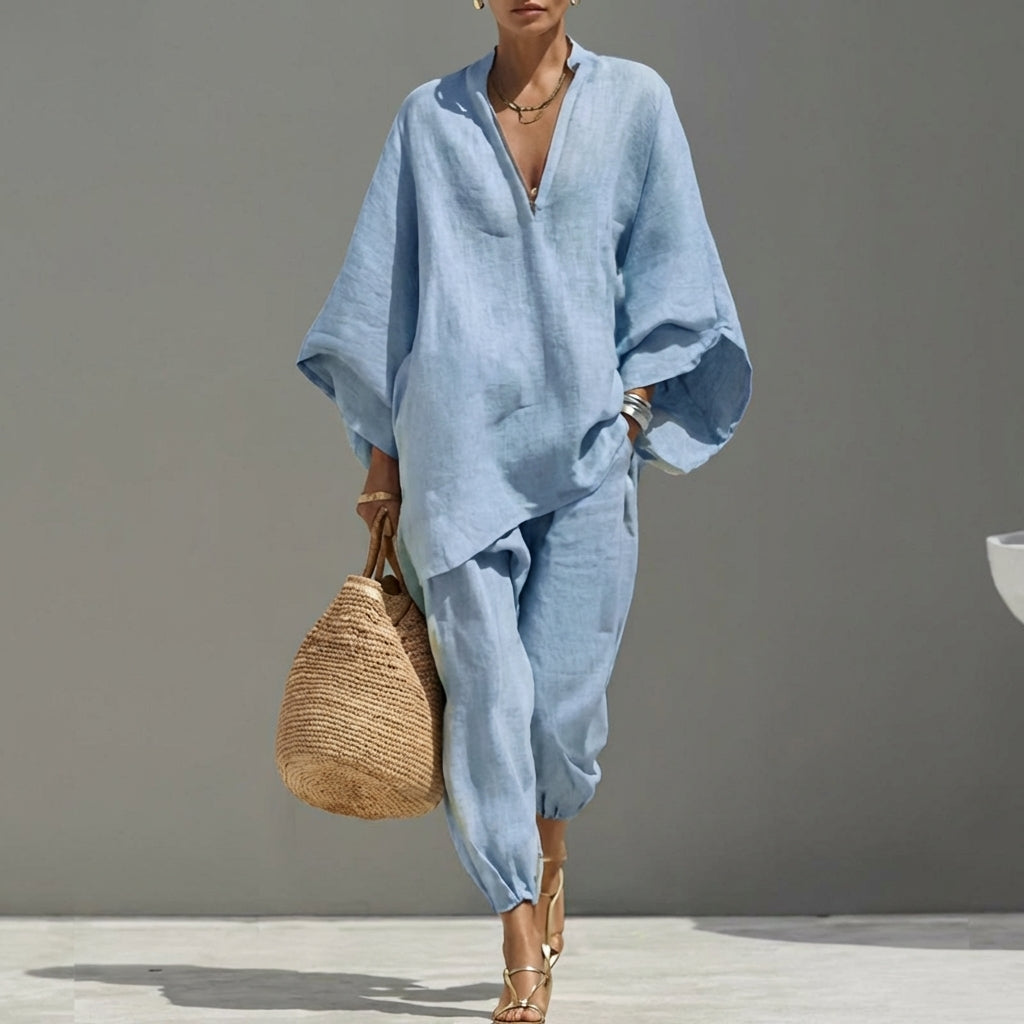 Marina — Casual V-Neck Two-Piece Set