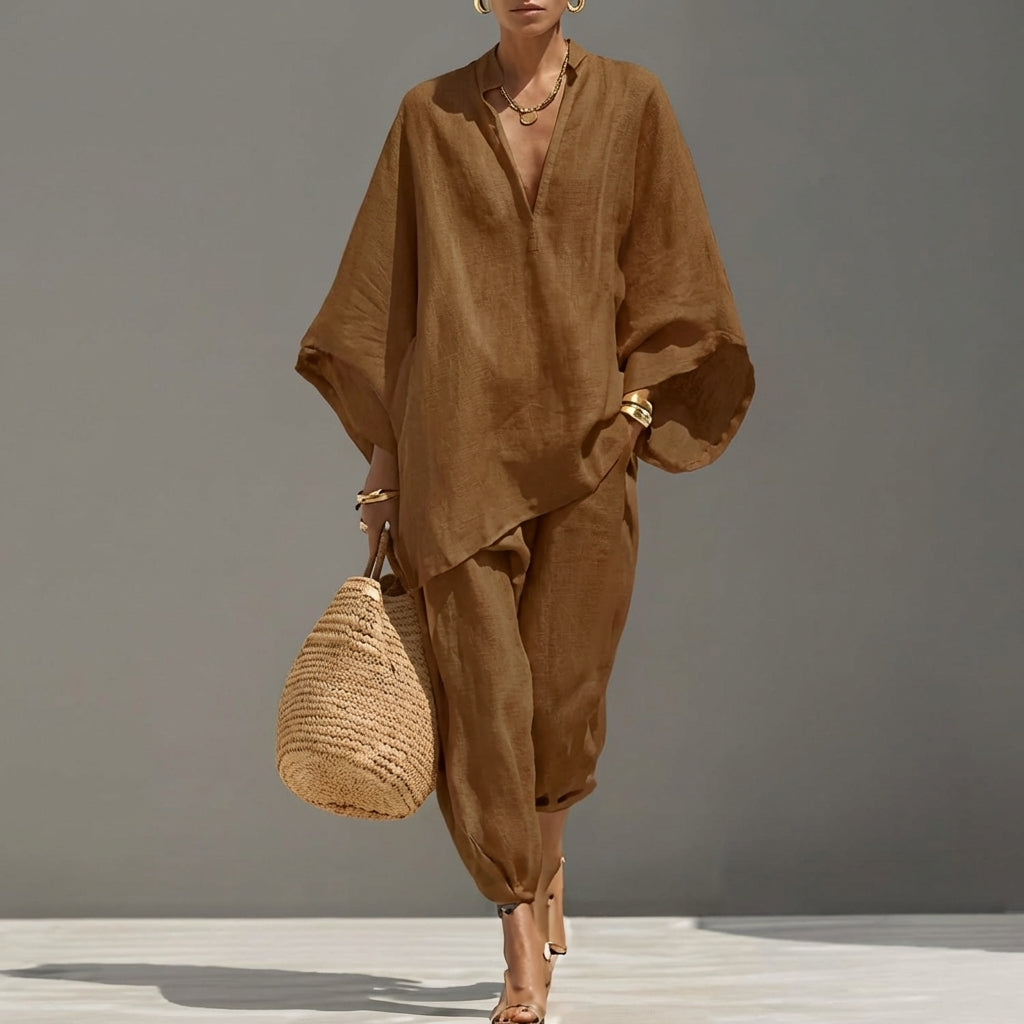 Marina — Casual V-Neck Two-Piece Set