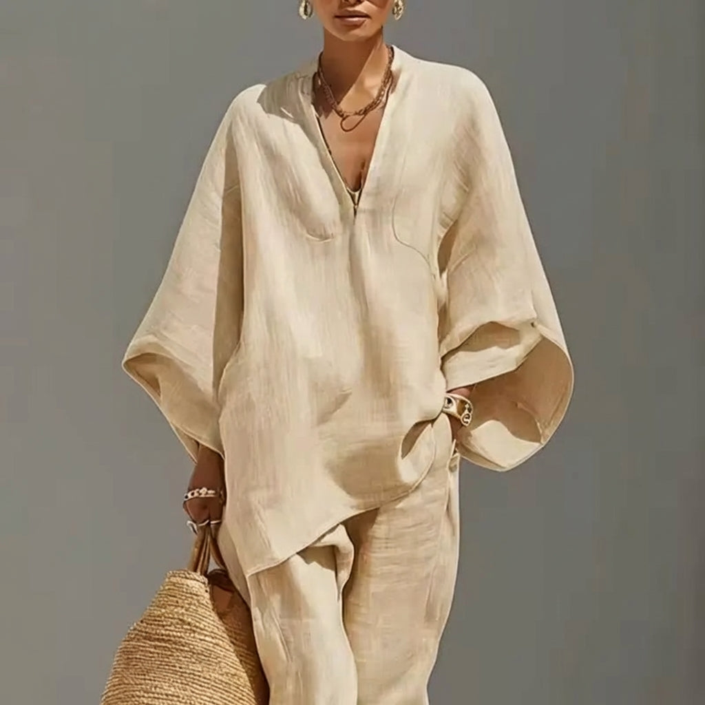 Marina — Casual V-Neck Two-Piece Set
