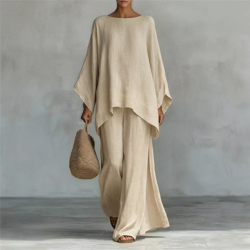 Cristina — Two-Piece Set with Long Sleeves & Wide-Leg Trousers
