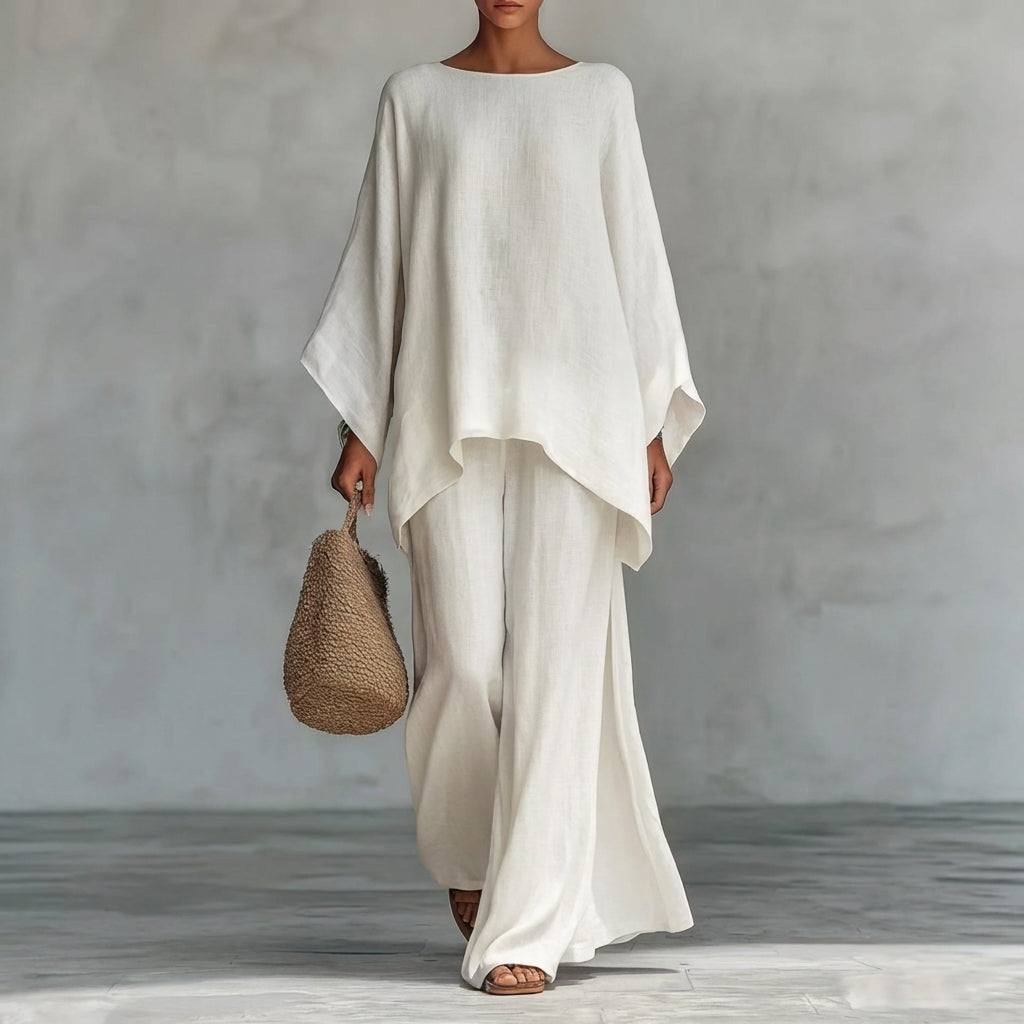 Cristina — Two-Piece Set with Long Sleeves & Wide-Leg Trousers