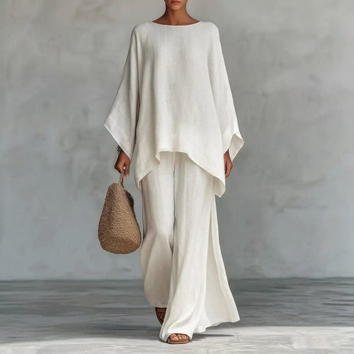 Cristina — Two-Piece Set with Long Sleeves & Wide-Leg Trousers