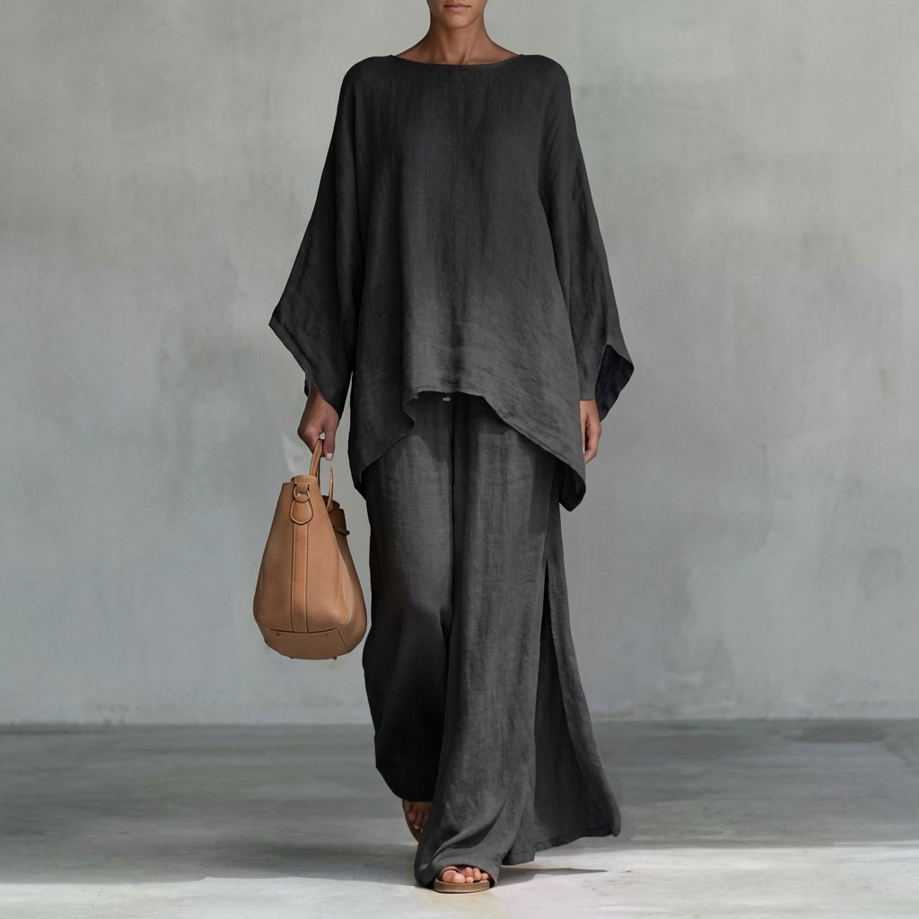 Cristina — Two-Piece Set with Long Sleeves & Wide-Leg Trousers