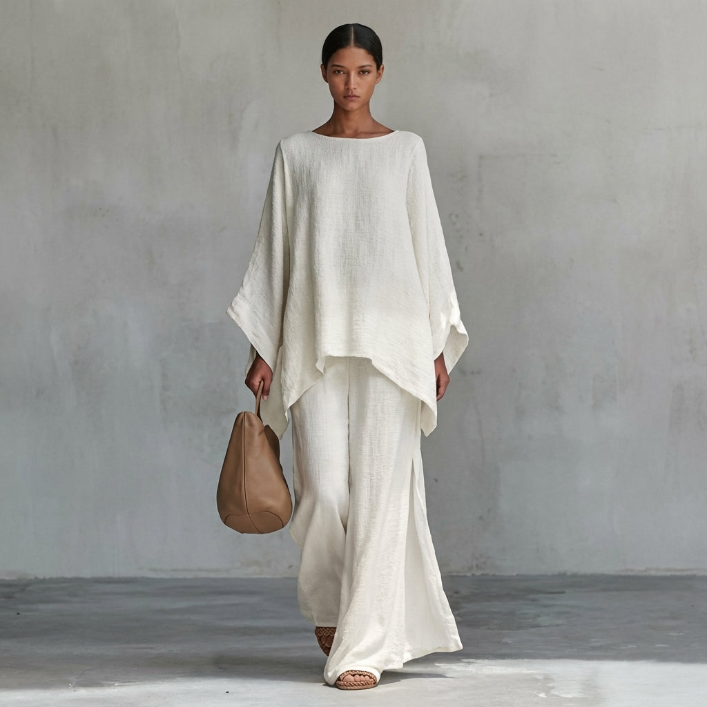 Cristina — Two-Piece Set with Long Sleeves & Wide-Leg Trousers