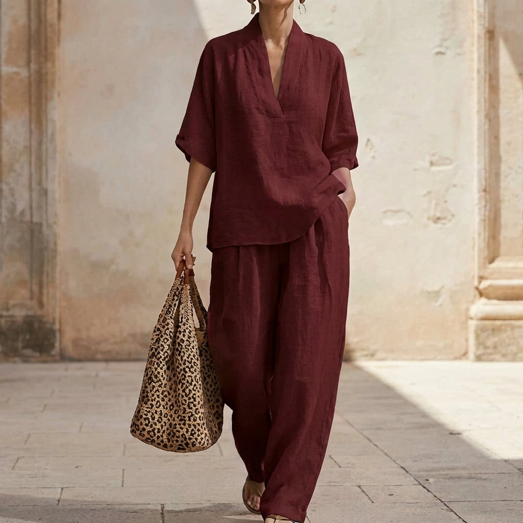 Dolores — Women's Two-Piece Linen Set
