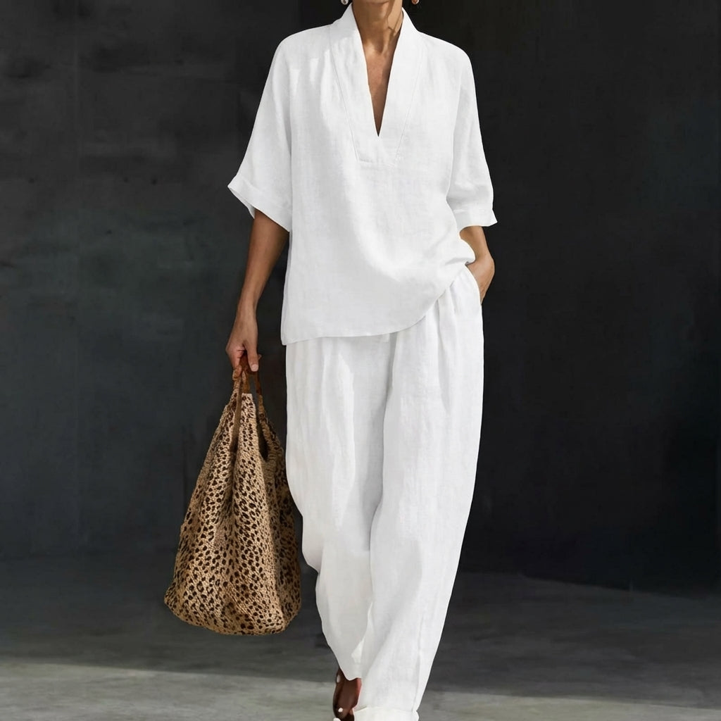 Dolores — Women's Two-Piece Linen Set