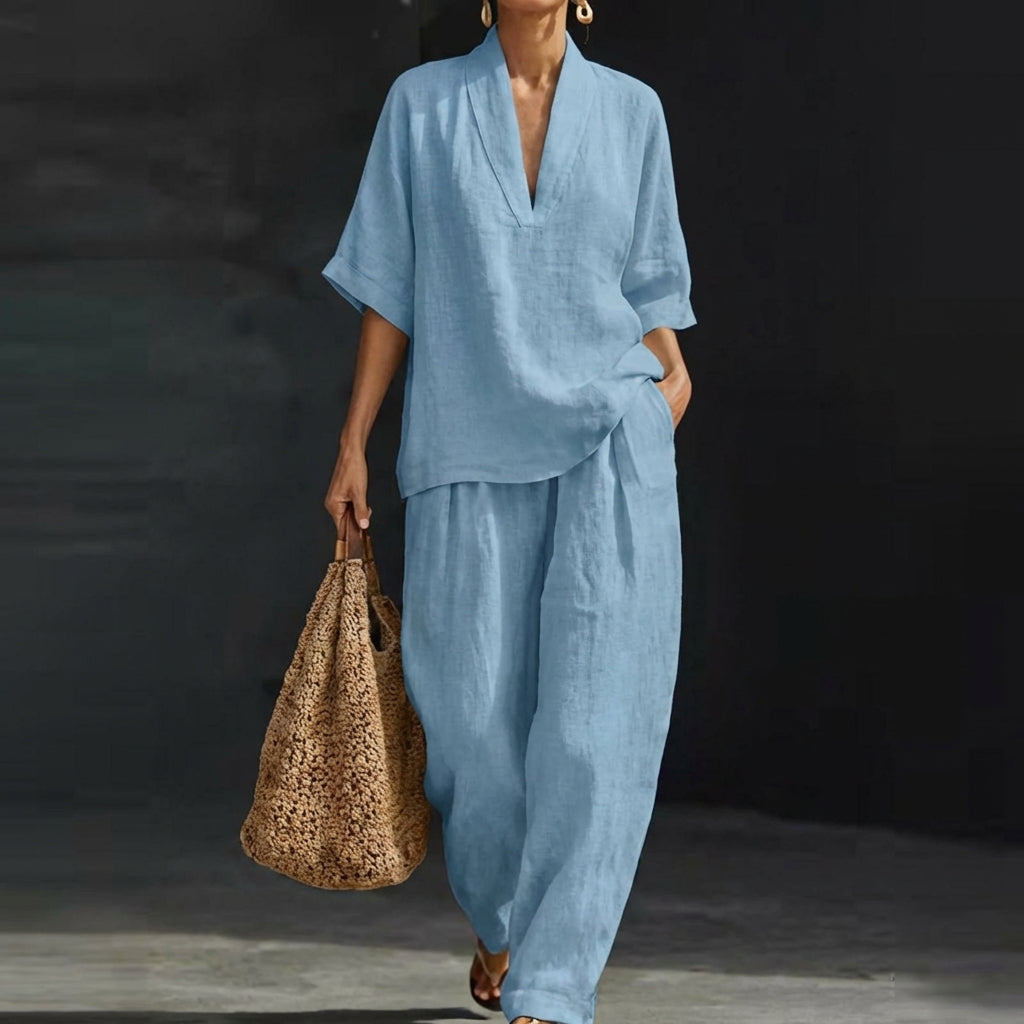 Dolores — Women's Two-Piece Linen Set