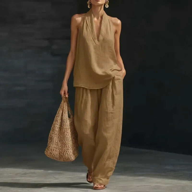 Ainhoa — Linen-Texture Two-Piece Set