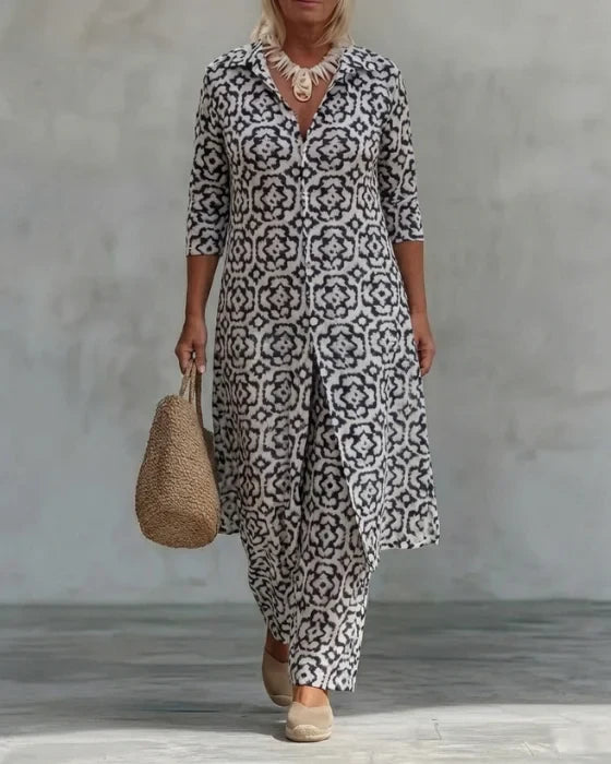 Sara — Button-Front Two-Piece Set