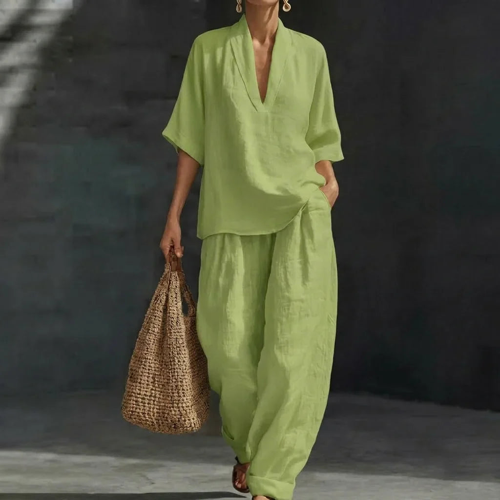 Dolores — Women's Two-Piece Linen Set