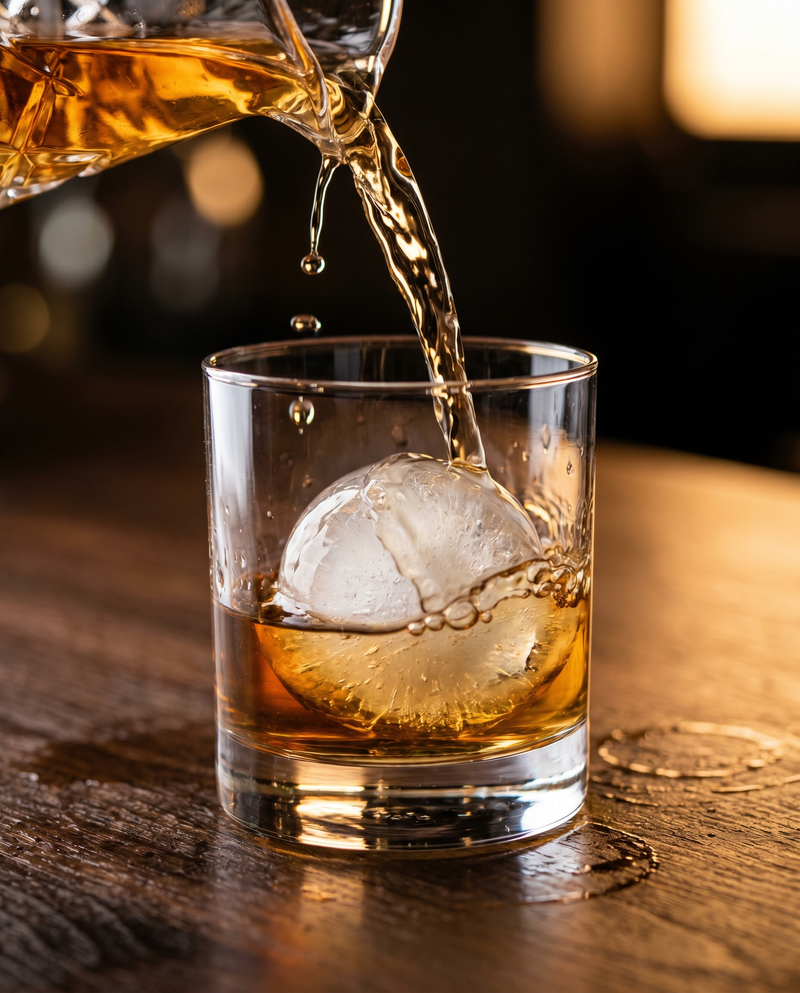 Whiskey poured into crystal glass